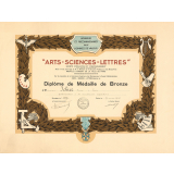 Diplôme de Médaille de Bronze. Société d'Éducation et d'Encouragement.