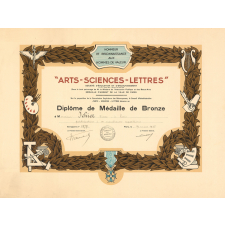 Diplôme de Médaille de Bronze. Société d'Éducation et d'Encouragement.