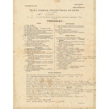 École Normale d'Institutrices de Rouen. Fiche d'inscription d'une élève. 