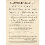 Programmes des cours à l'école centrale de Luçon. 