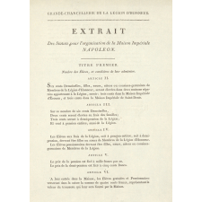 Extrait des Statuts pour l'organisation de la Maison Impériale Napoléon.