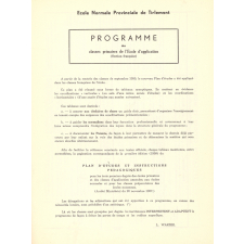 Ecole Normale Provinciale de Tirlemont. Programme des Classes primaires de l'Ecole d'application. Section française.