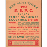 Sous-main souvenir 1967 - Bureau de Renseignements Scolaires Schola-Vox.