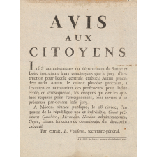 Avis de recrutement de professeurs pour l'école centrale d'Autun (Saône-et-Loire). 