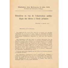 Directives en vue de l'observation méthodique des élèves de l'école primaire.