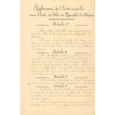 Réglement de l'Étude surveillée dans l'École de Filles de Neauphle-le-Château.