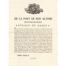 De la part de son Altesse Monseigneur l'Evêque de Basle &c.