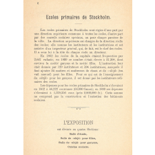 Les Ecoles primaires de Stockholm à l'Exposition universelle de Paris 1900.