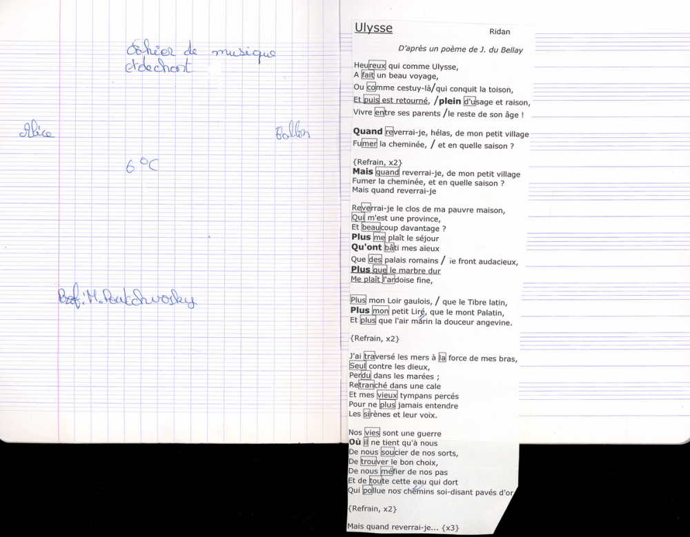 Cahier de musique et chant 6e