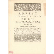 Arrest du Conseil d'État du Roi concernant l'École Royale gratuite de Dessin.