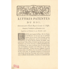 Lettres Patentes du Roi concernant l'École Royale gratuite de Dessin.
