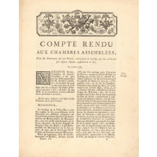 Compte rendu aux chambres assemblées, Par M. Roussel de la Tour, concernant le Collège que les ci-devant soi-disans Jésuites possédoient à Eu. Du 10 mars 1764.