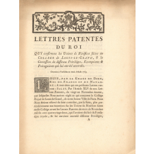 Lettres Patentes du Roi pour le Collège de Louis-le-Grand.