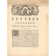 Lettres Patentes portant confirmation du Collége de Rouen.