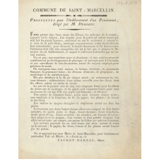 Prospectus pour l'établissement d'un Pensionnat, dirigé par M. Derozoy. Commune de Saint-Marcellin.