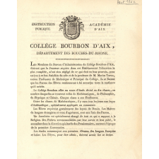 Prospectus du Collège Bourbon d'Aix.