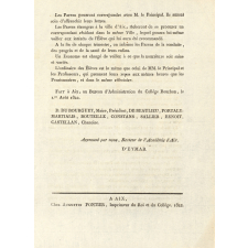 Prospectus du Collège Bourbon d'Aix. 