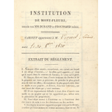 Carnet d'élève de l'Institution de Mont-Fleuri. 