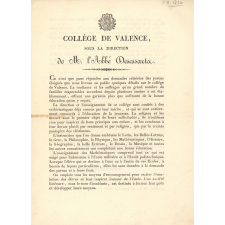 Collège de Valence sous la direction de Mr l'Abbé Desessartz. 