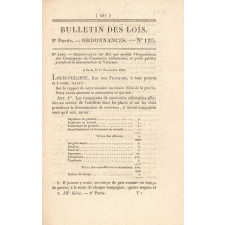 Ordonnance du Roi relative à la Fondation dans la ville de Lyon d'une Institution, sous le nom d'École de La Martinière, destinée à l'enseignement gratuit des sciences et des arts. 