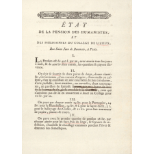 Etat de la pension des humanistes et des philosophes du collège de Lizieux.