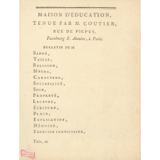 Maison d'éducation tenue par M. Coutier.