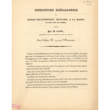 Institution préparatoire aux Écoles Polytechnique, Militaire, à la Marine et aux Eaux et Forêts.