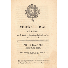 Athénée Royal de Paris. Programme pour l'an 1816.