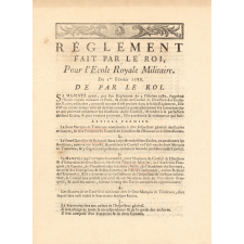 Réglement fait par le Roi pour l'École Royale Miltaire.