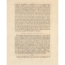 Lettres Patentes du Roi concernant le collège de Mâcon. 