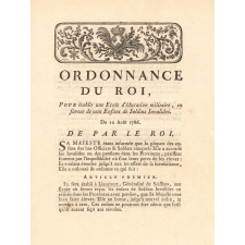 Ordonnance du Roi, Pour établir une École d'éducation militaire, en faveur de cent Enfans de Soldats Invalides à Liancourt. 