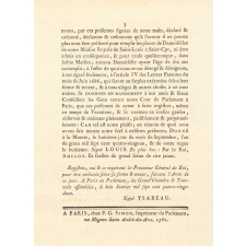 Déclaration du roi concernant la Maison Royale de St Louis, à Saint-Cyr. 