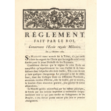 Réglement fait par le Roi concernant l'École royale Militaire.