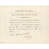 Athénée de Paris. Fonds complémentaire des actions.