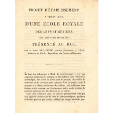 Projet d'établissement à Versailles d'une École Royale des Arts et Métiers pour huit cents jeunes gens.