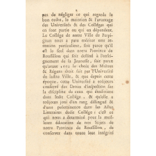Lettres-Patentes du Roi concernant le Collège de la ville de Perpignan.