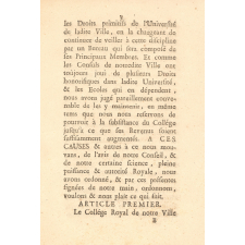 Lettres-Patentes du Roi concernant le Collège de la ville de Perpignan.
