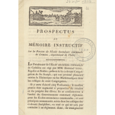 Prospectus ou Mémoire instructif sur la Pension de l'École Secondaire communale de Crémieu, département de l'Isère.