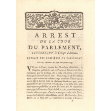 Arrest de la Cour du Parlement Concernant le Collège d'Amiens.