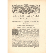 Lettres Patentes du Roi concernant les collèges de Saint-Omer, Aire et Hesdin.