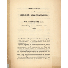 Institution de jeunes demoiselles dirigée par Mademoiselle Alix à Paris. 