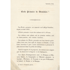 Prospectus de l'école primaire annexée au Collège Stanislas. 