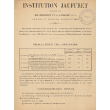 Prospectus de l'Institution Jauffret. 