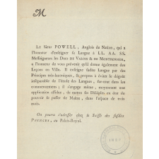 Cours d'Anglais du sieur Powell. 
