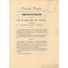 Prospectus de l'institution dirigée par M. Pellassy de L'Ousle à Paris. 