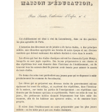 Maison d'éducation, rue Sainte-Catherine d'Enfer à Paris.