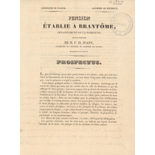 Prospectus d'une pension établie à Brantôme, département de la Dordogne. 