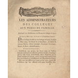 Extrait des délibérations du bureau des Collèges de Lyon. 