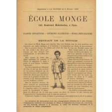 École Monge. Classes enfantines. Divisions classiques. École préparatoire.