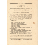 Arrêté contenant désignation des Écoles secondaires du département de la Loire-Inférieure.